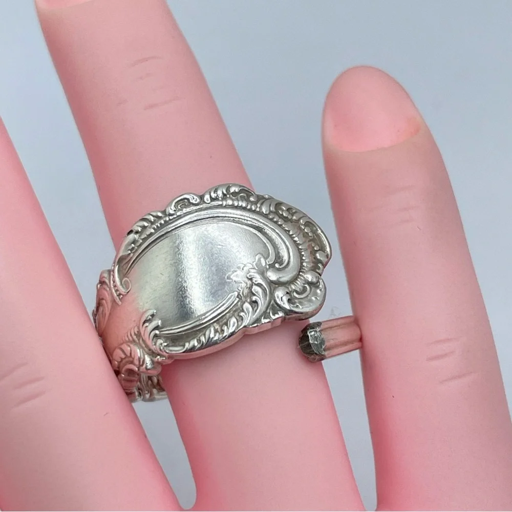 Vintage Stainless Steel Ornate Floral Scroll Boho Wrap Handcrafted Sz 9